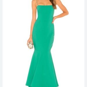 Likely Green Square Neck Sleeveless Gown